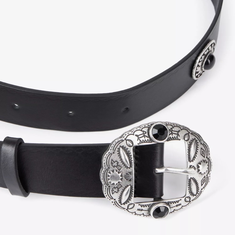 🖤🎸 NWT The Kooples Jewel-Embellished Leather Western Belt | RARE $270 Retail - Picture 2 of 6